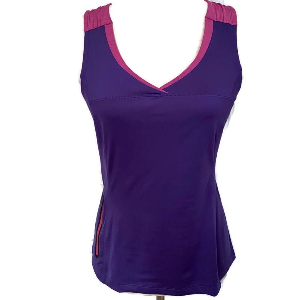 REI TOP SLEEVELESS V-NECK TANK PURPLE PINK ATHLETIC SIZE XS